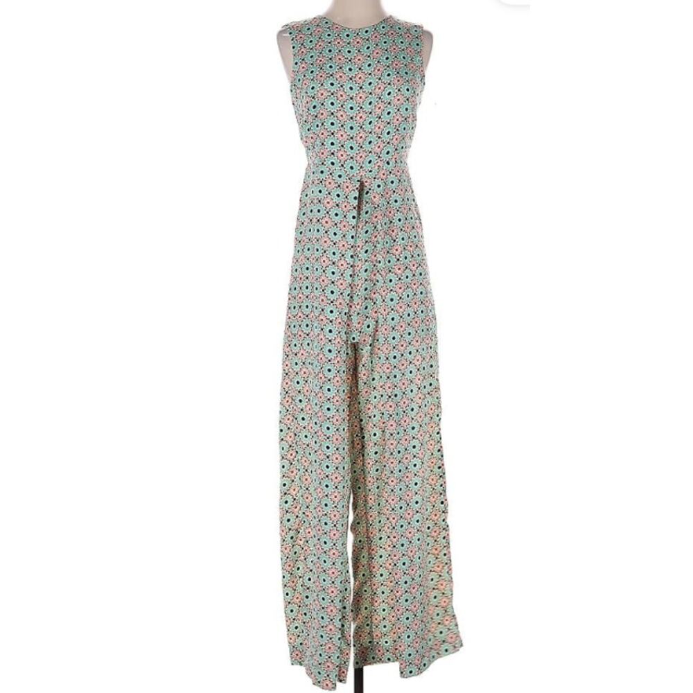 Anthropologie Floral Jumpsuit - Green and Pink